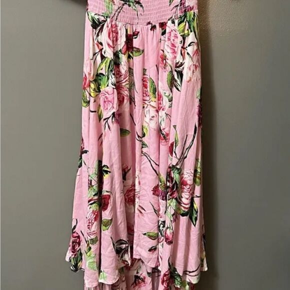 AFRM Claudia Floral Print Pink Tiered Maxi Dress Puff Sleeves Sz XS NWT - Picture 5 of 7